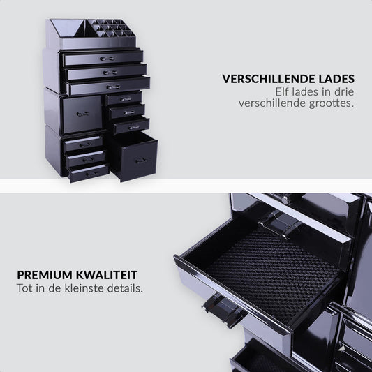 XXL acrylic makeup organizer with adjustable drawers