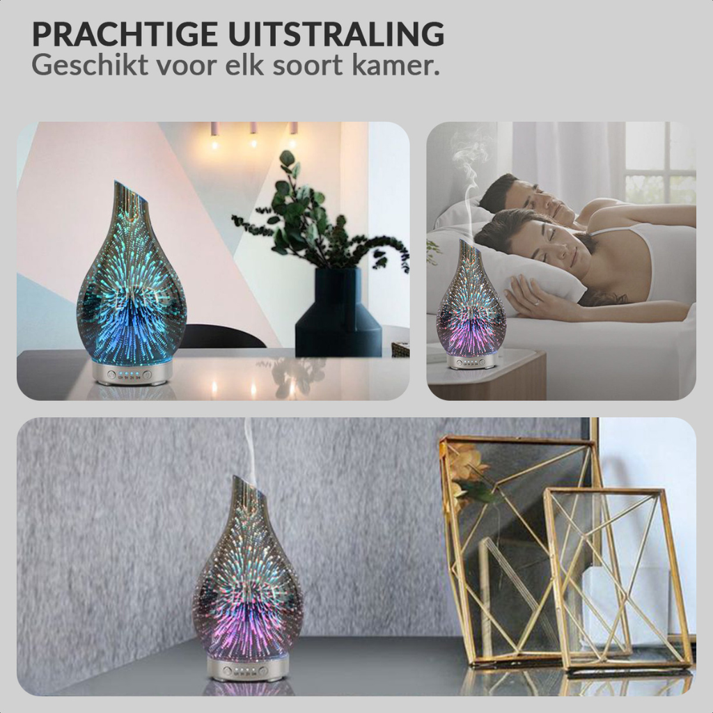 Glass 3D aroma diffuser with LED night light Galaxy 2