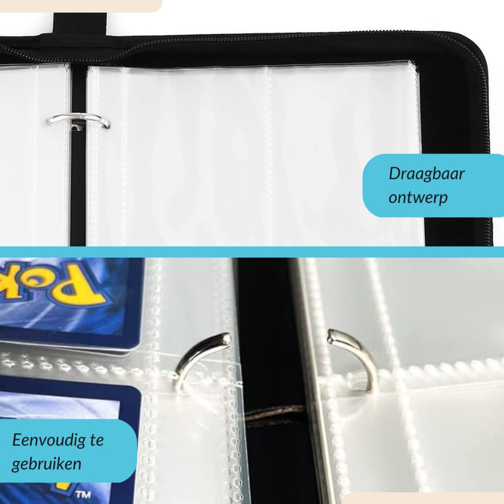 Trading card binder album with zipper