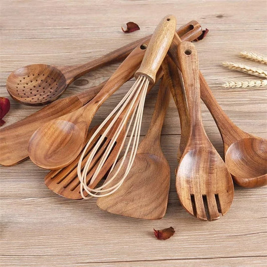 Luxury teak kitchen utensil set of 10