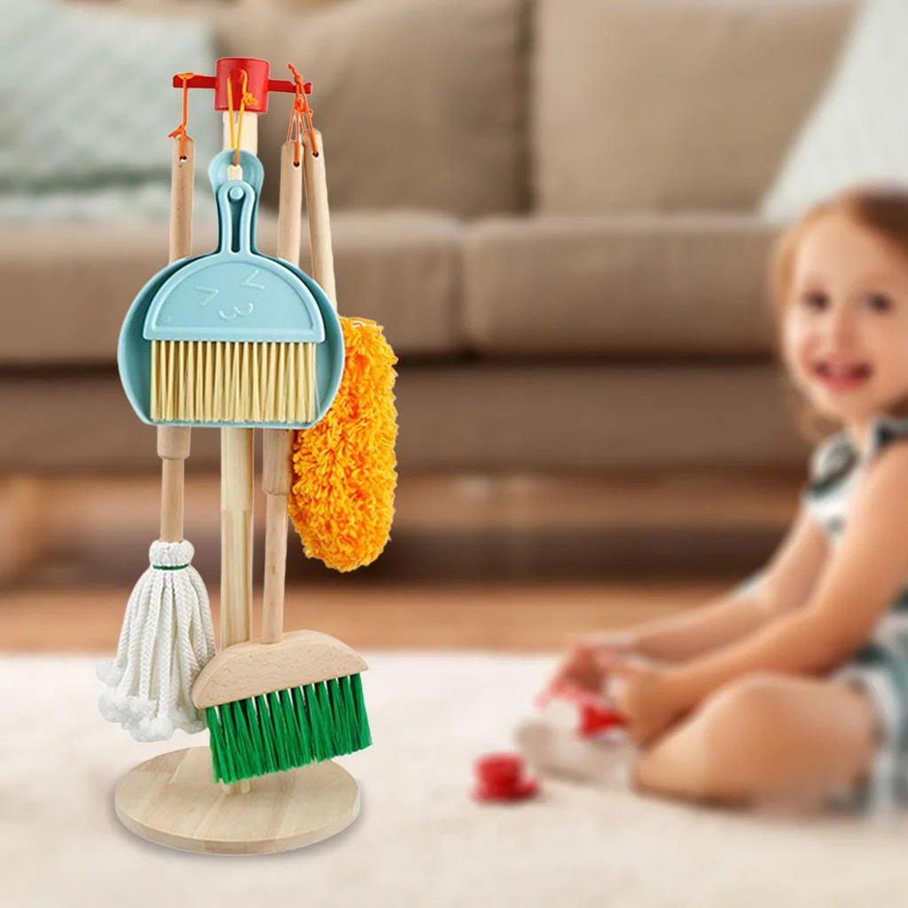 Children's cleaning set with broom, dustpan and mop