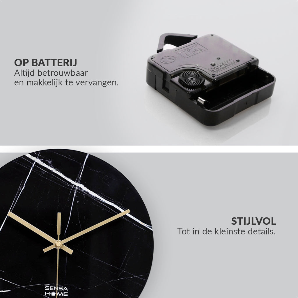 Glass wall clock marble dark Ø30cm