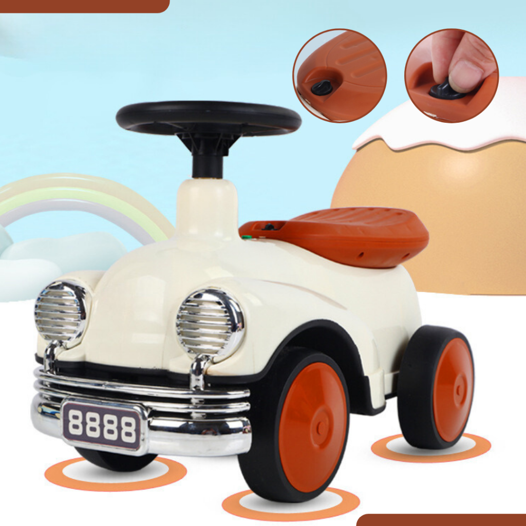 Retro ride-on car brown and white