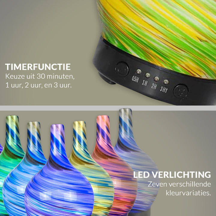 Aroma Diffuser van Glas - 7 LED Kleuren - 100ml