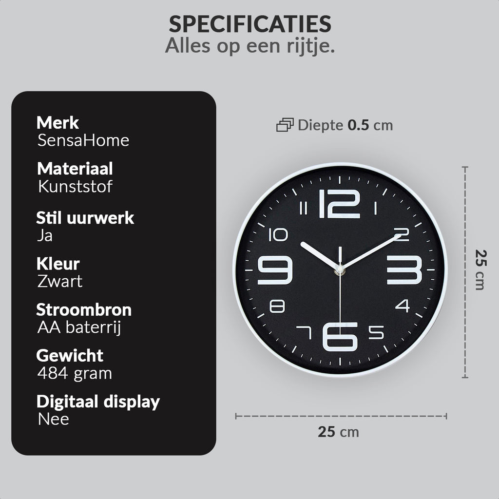 Minimalist wall clock Ø25cm
