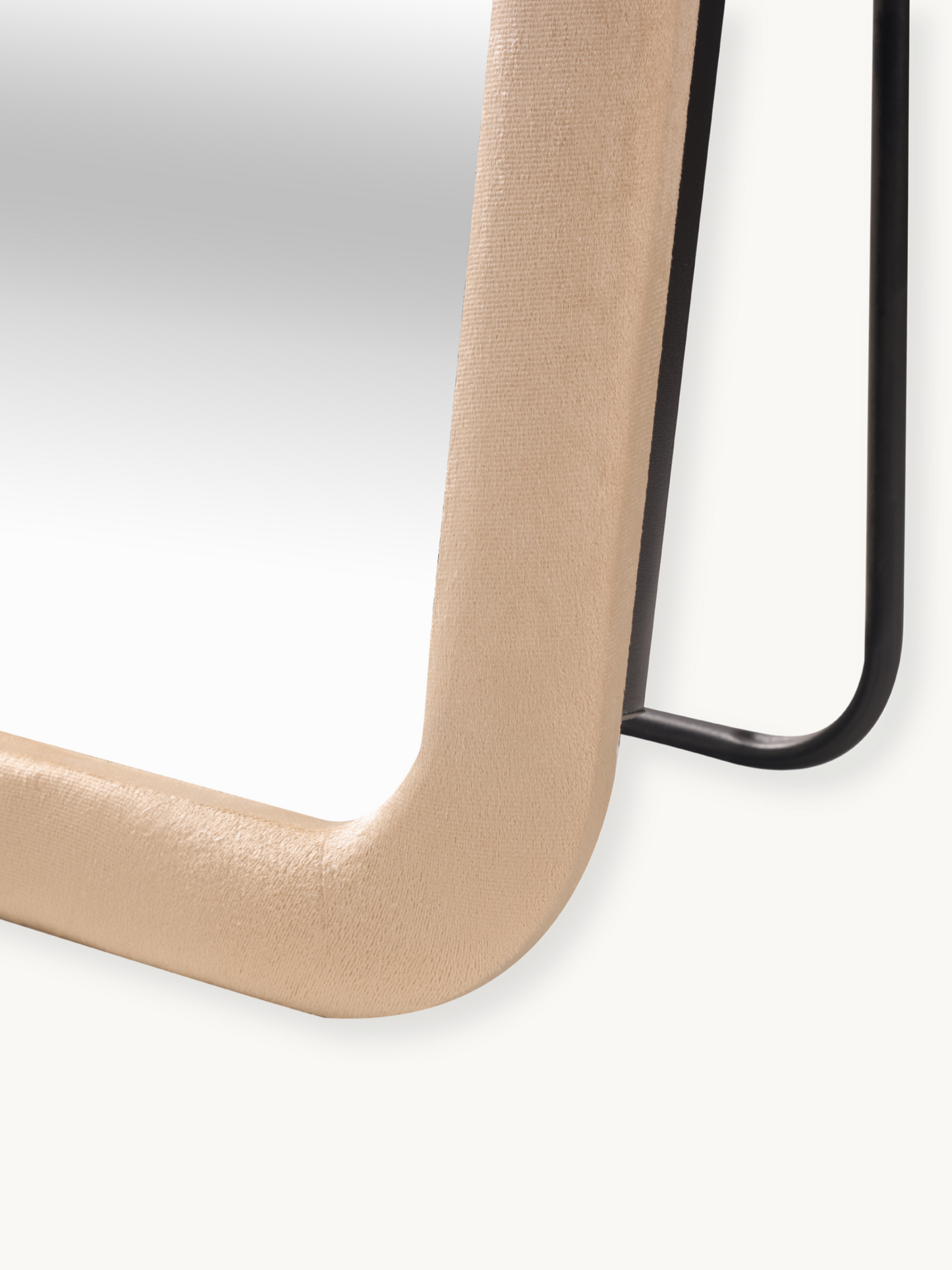 Oval standing mirror Cleo with suede velvet upholstery