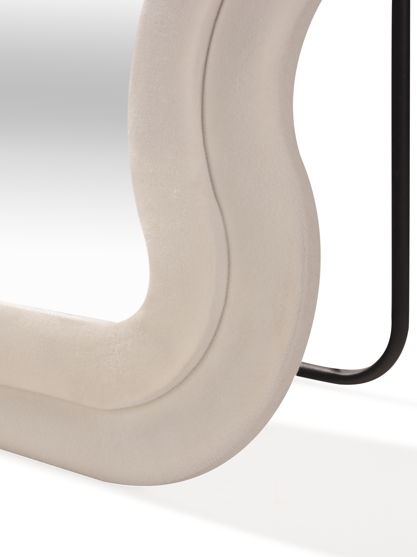 Wavy shaped suede velvet standing mirror Clara