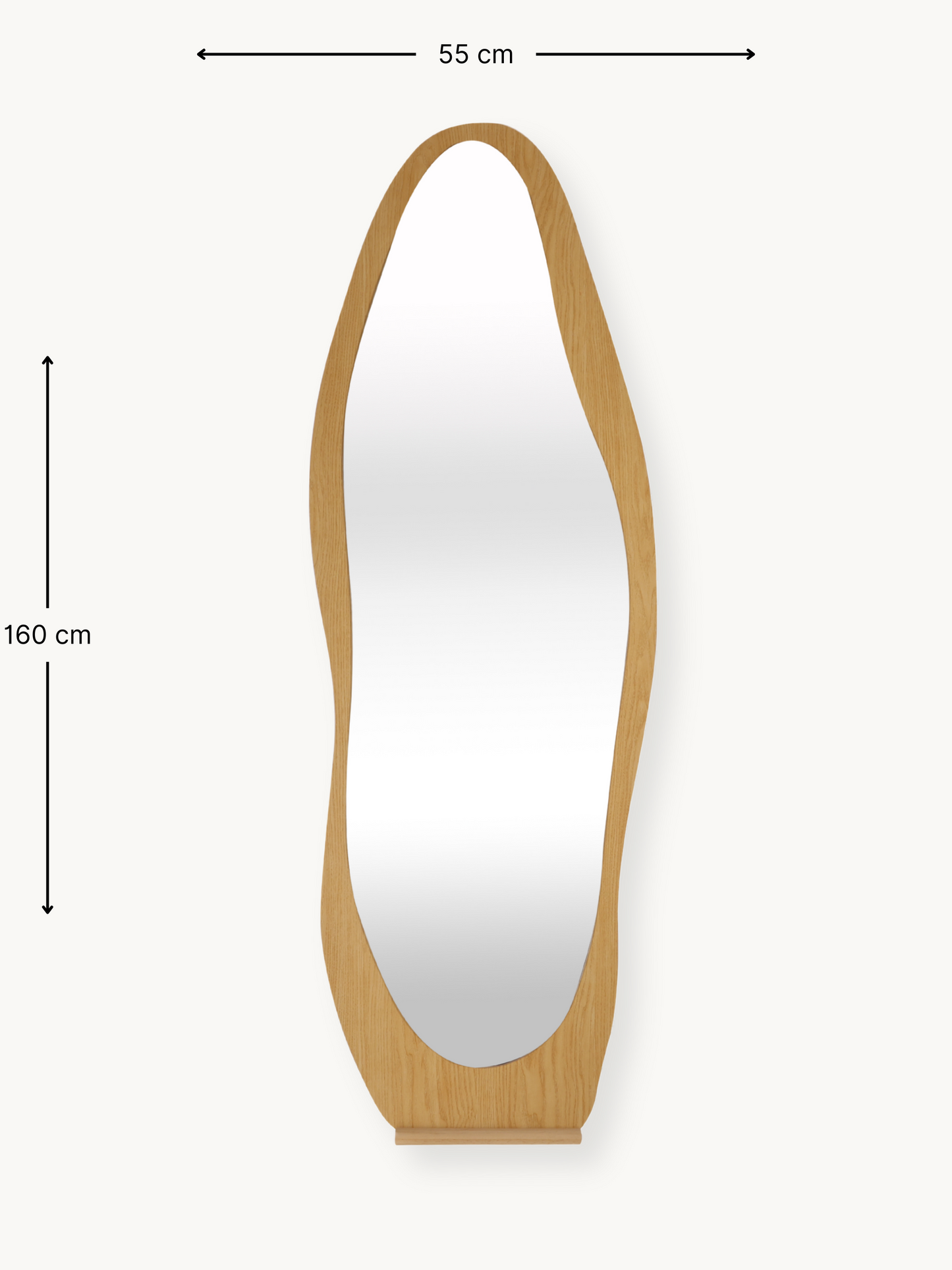 Miroir sur pied asymétrique Noa avec cadre en bois