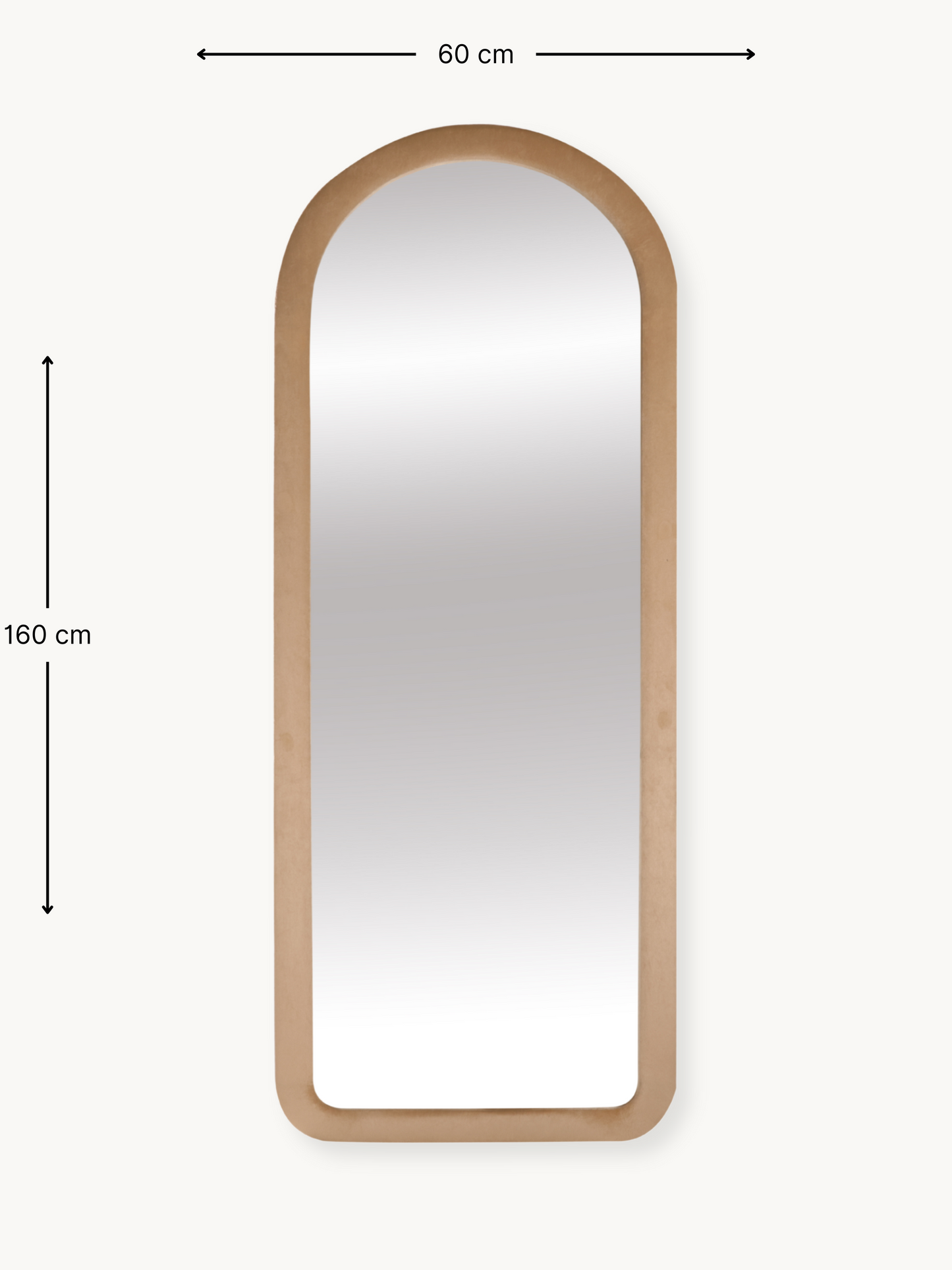 Oval standing mirror Cleo with suede velvet upholstery