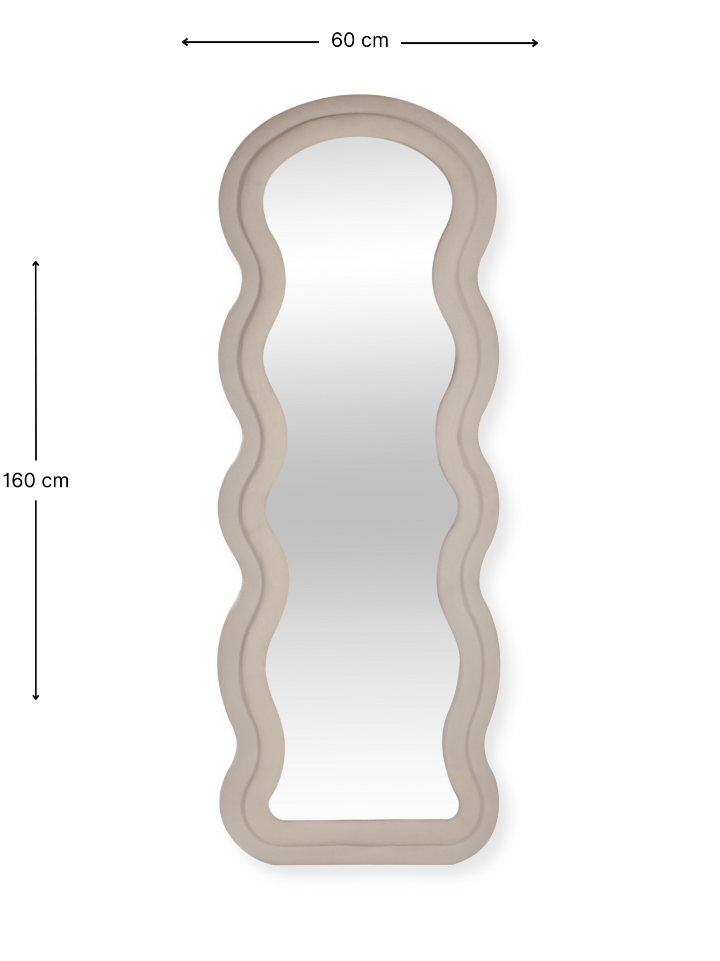 Wavy shaped suede velvet standing mirror Clara