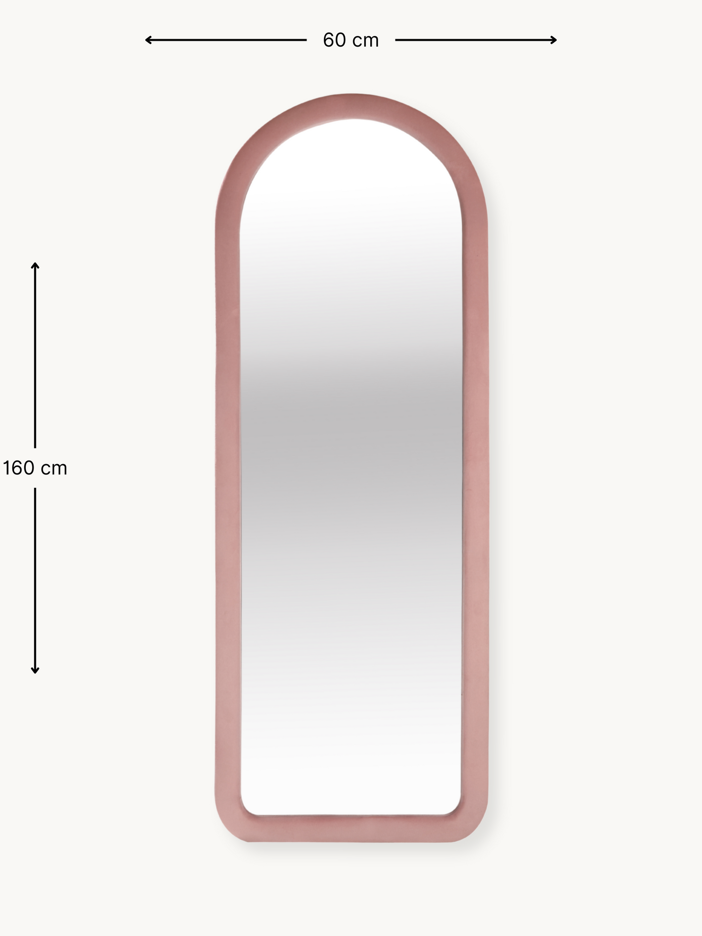 Oval standing mirror Cleo with suede velvet upholstery