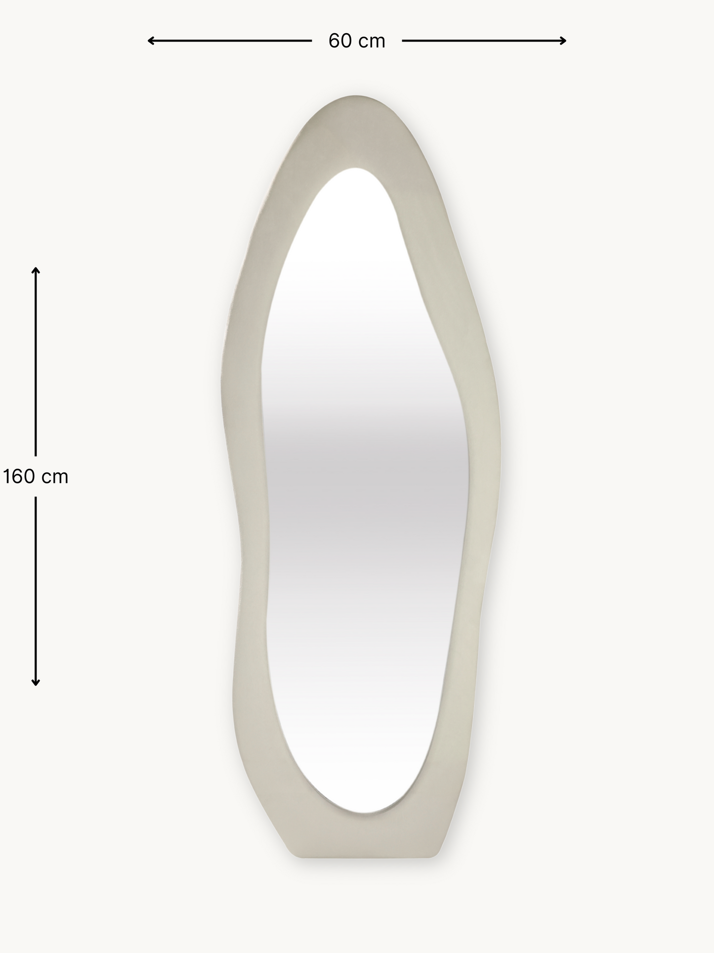 Miroir sur pied asymétrique Seraphina avec revêtement en velours suédé