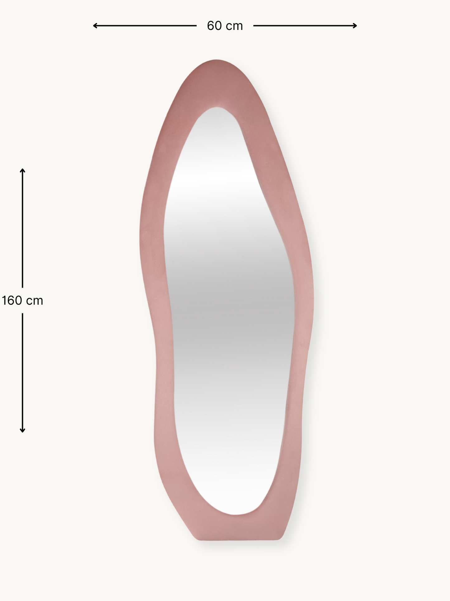 Asymmetrical standing mirror Seraphina with suede velvet upholstery