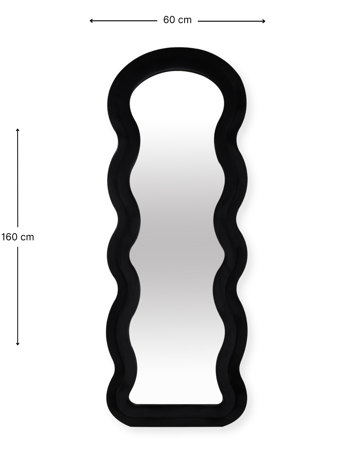 Miroir sur pied en velours suédé de forme ondulée Clara