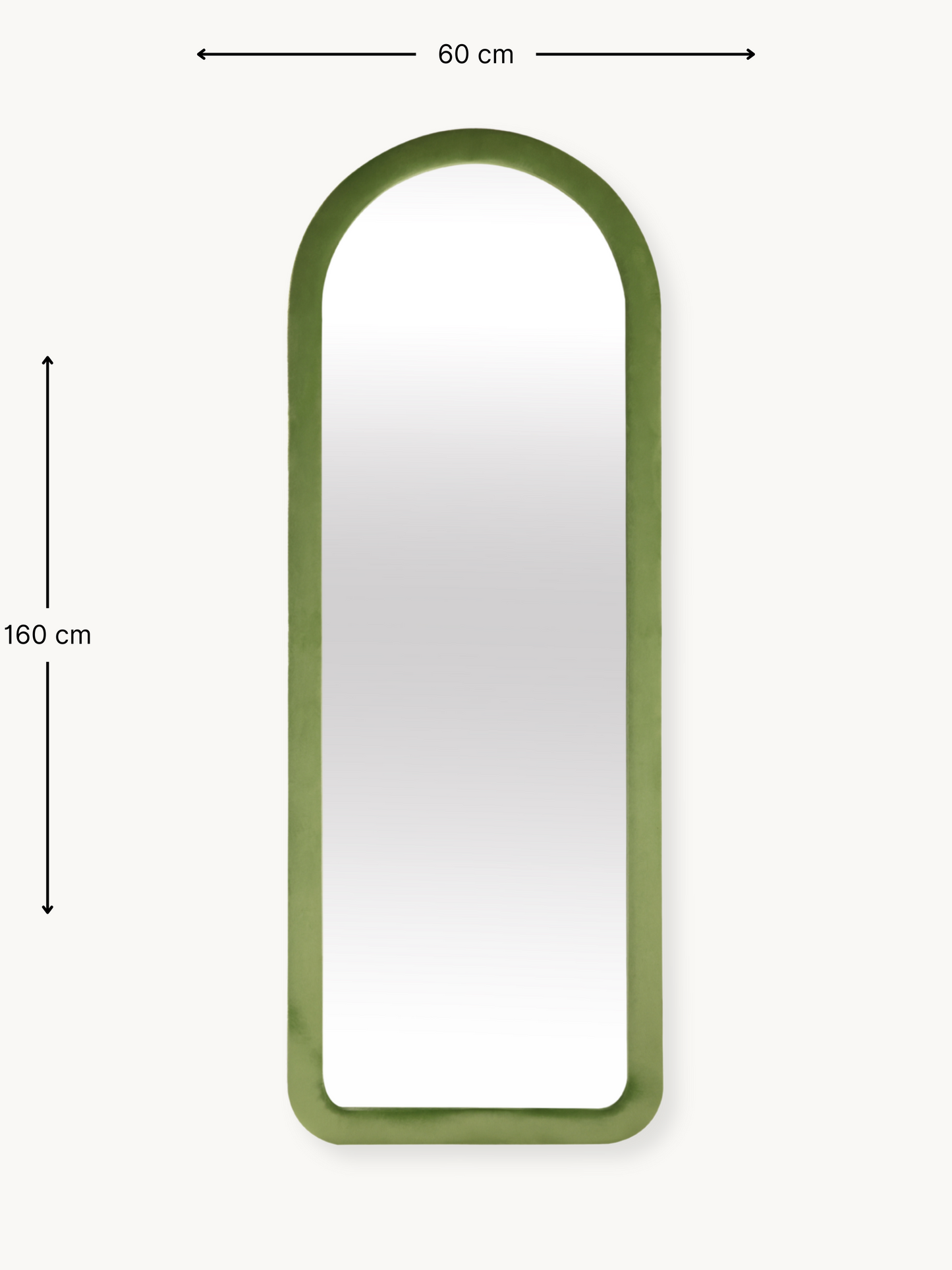 Oval standing mirror Cleo with suede velvet upholstery