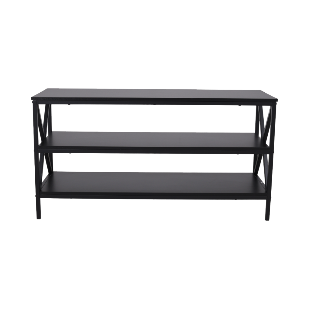 Vintage industrial TV stand with steel frame