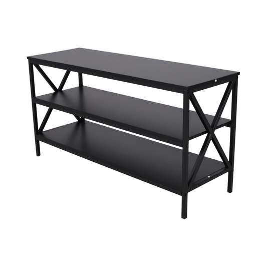 Vintage industrial TV stand with steel frame