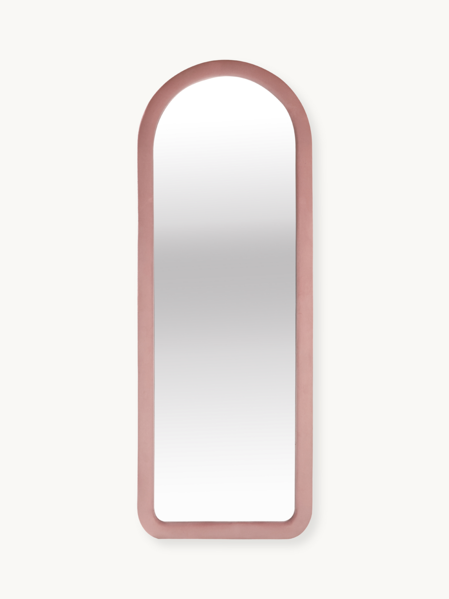 Oval standing mirror Cleo with suede velvet upholstery