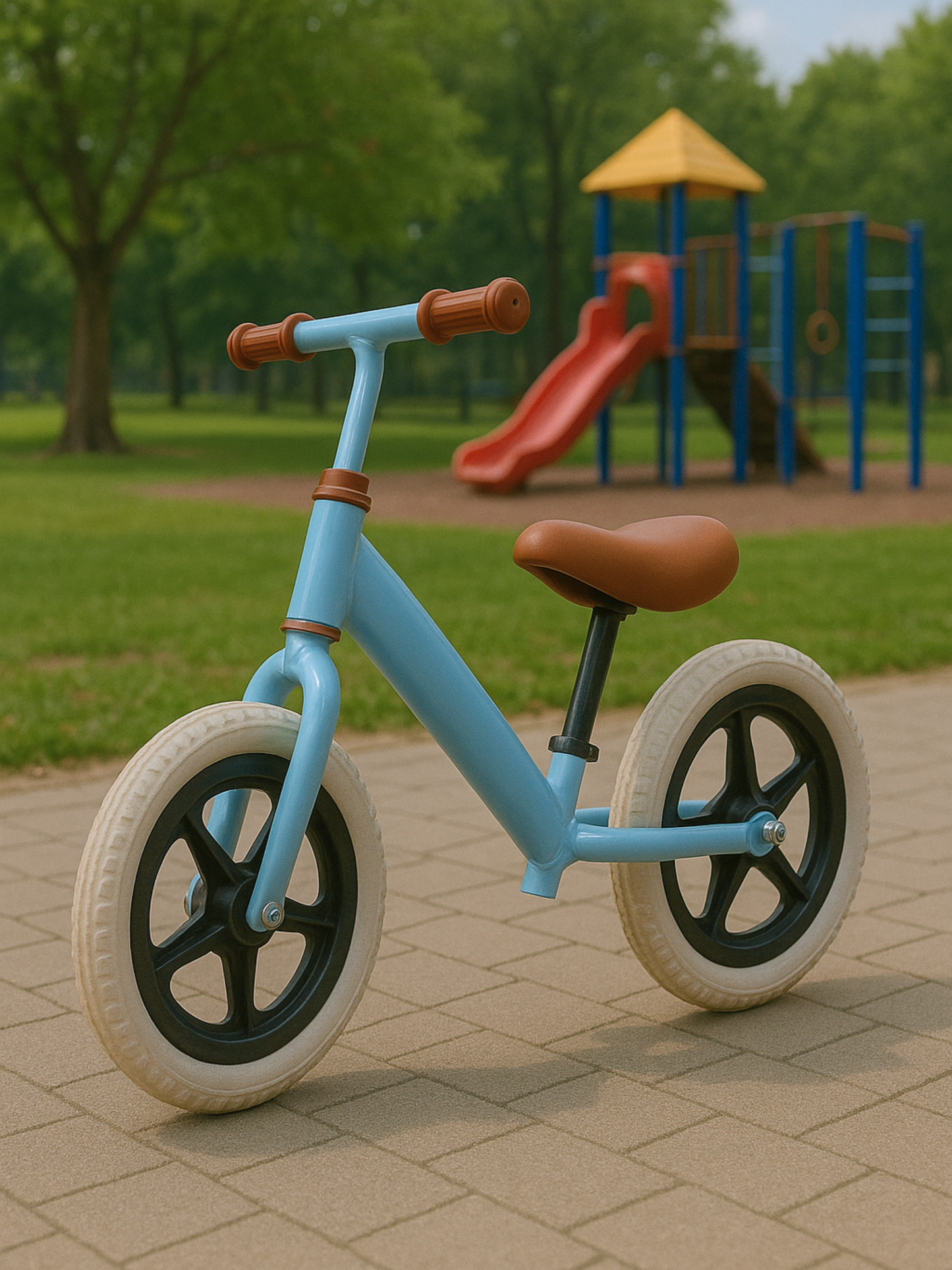 Modré vyvažovacie bicyklo pre deti