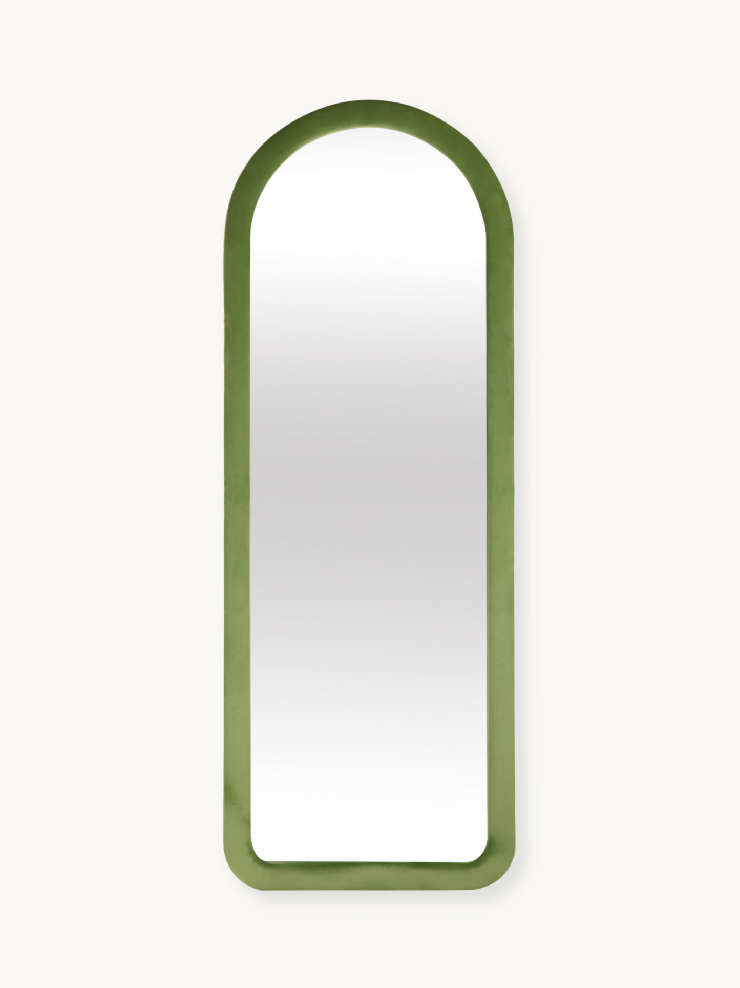 Oval standing mirror Cleo with suede velvet upholstery