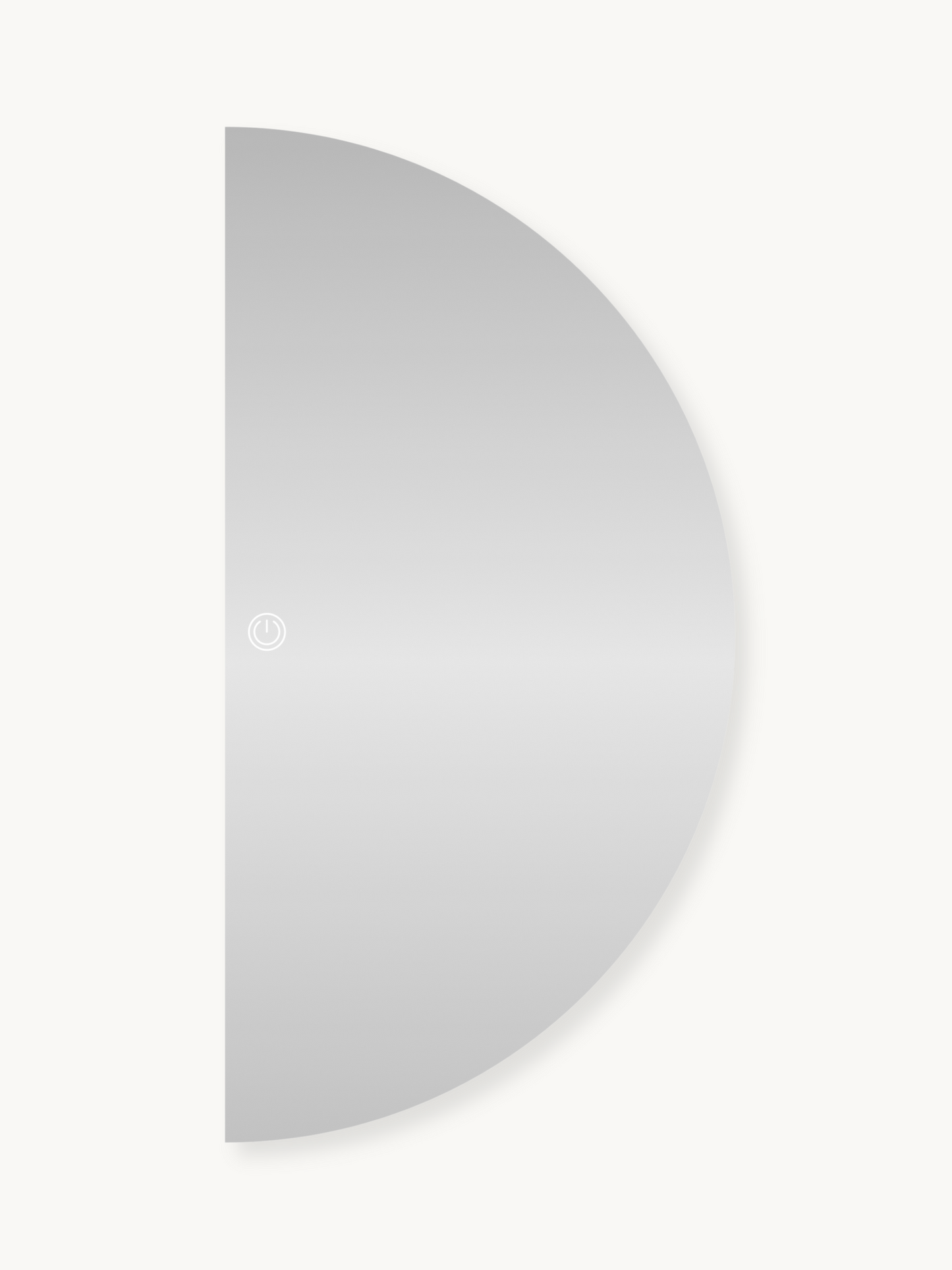 Half-round frameless mirror Oma with dimmable LED lighting