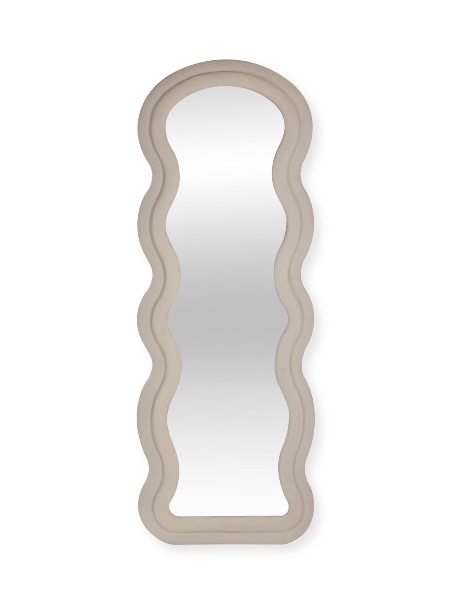 Wavy shaped suede velvet standing mirror Clara