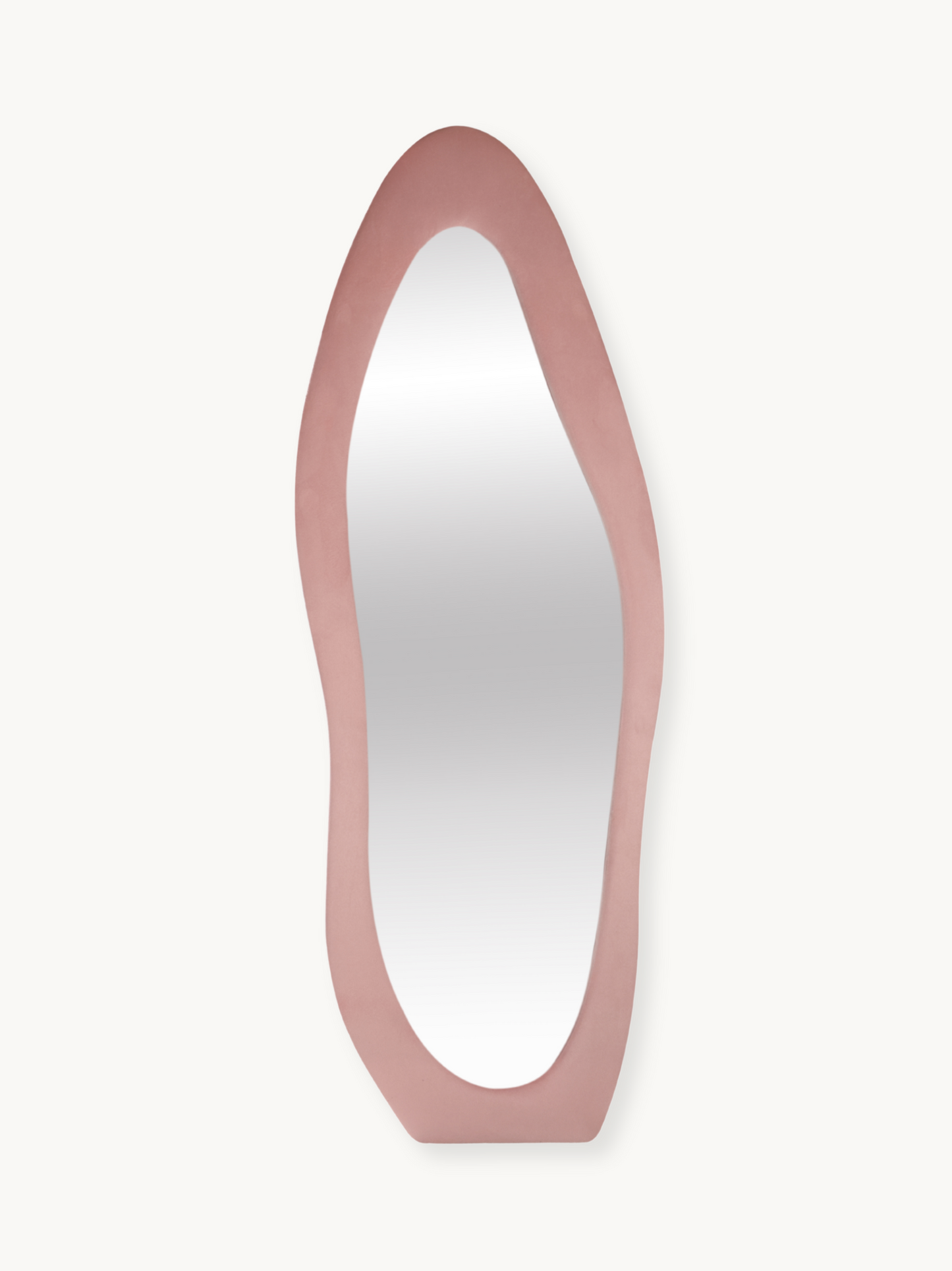 Asymmetrical standing mirror Seraphina with suede velvet upholstery