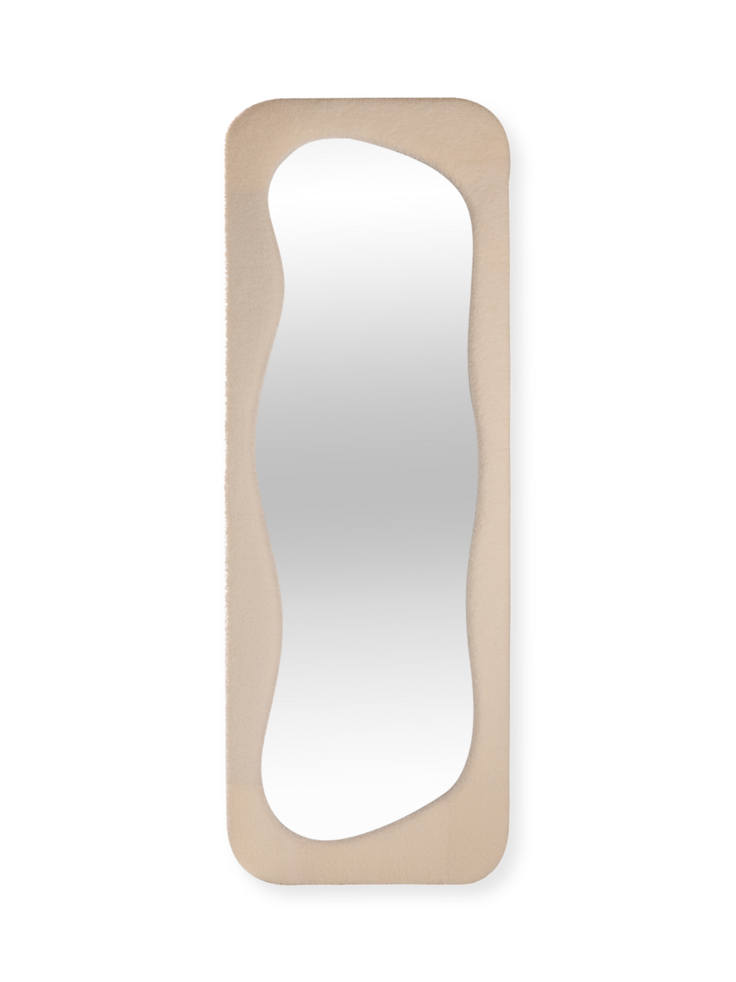 Asymmetrische met teddy beklede staande spiegel Felis