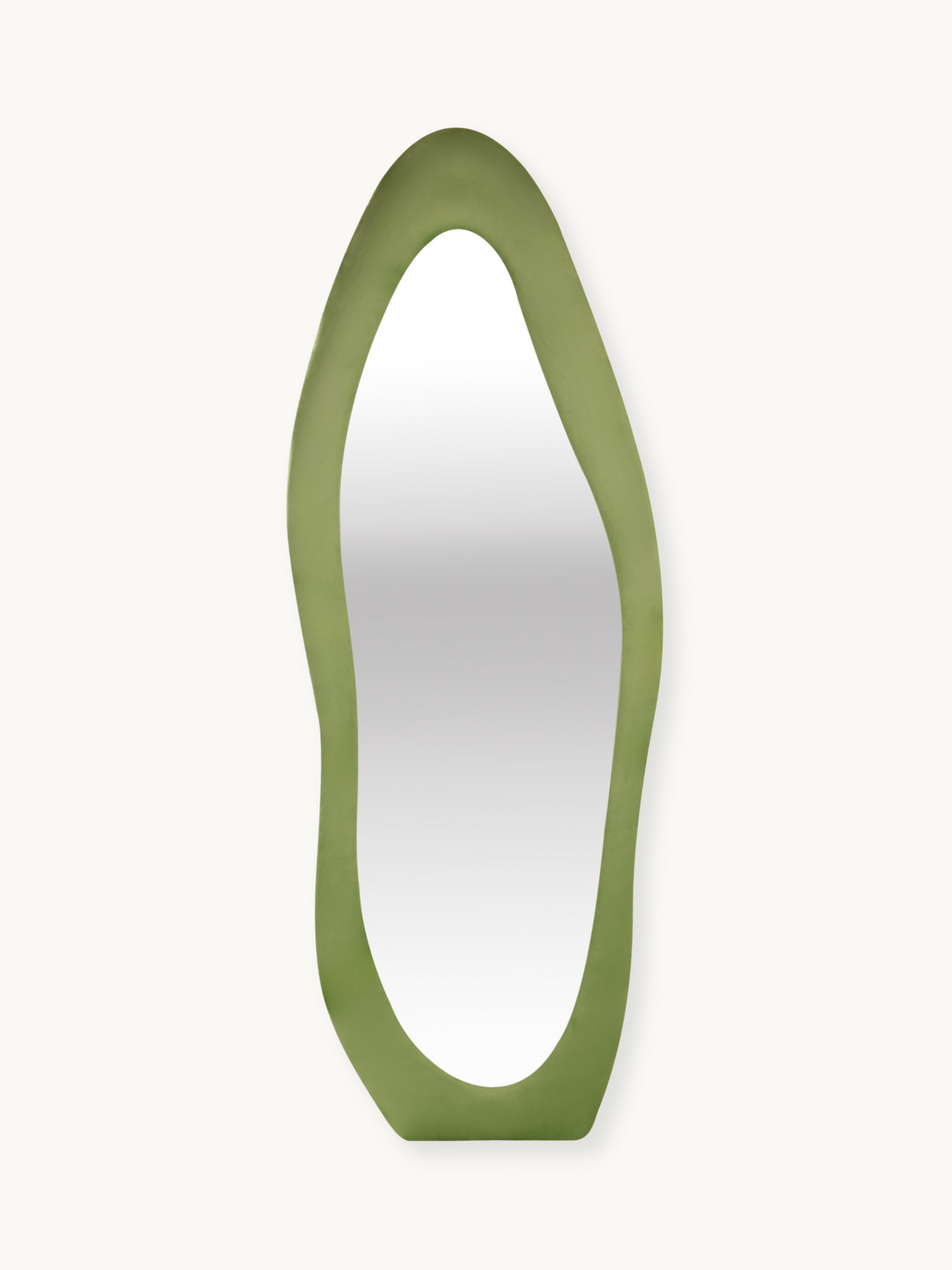 Asymmetrical standing mirror Seraphina with suede velvet upholstery