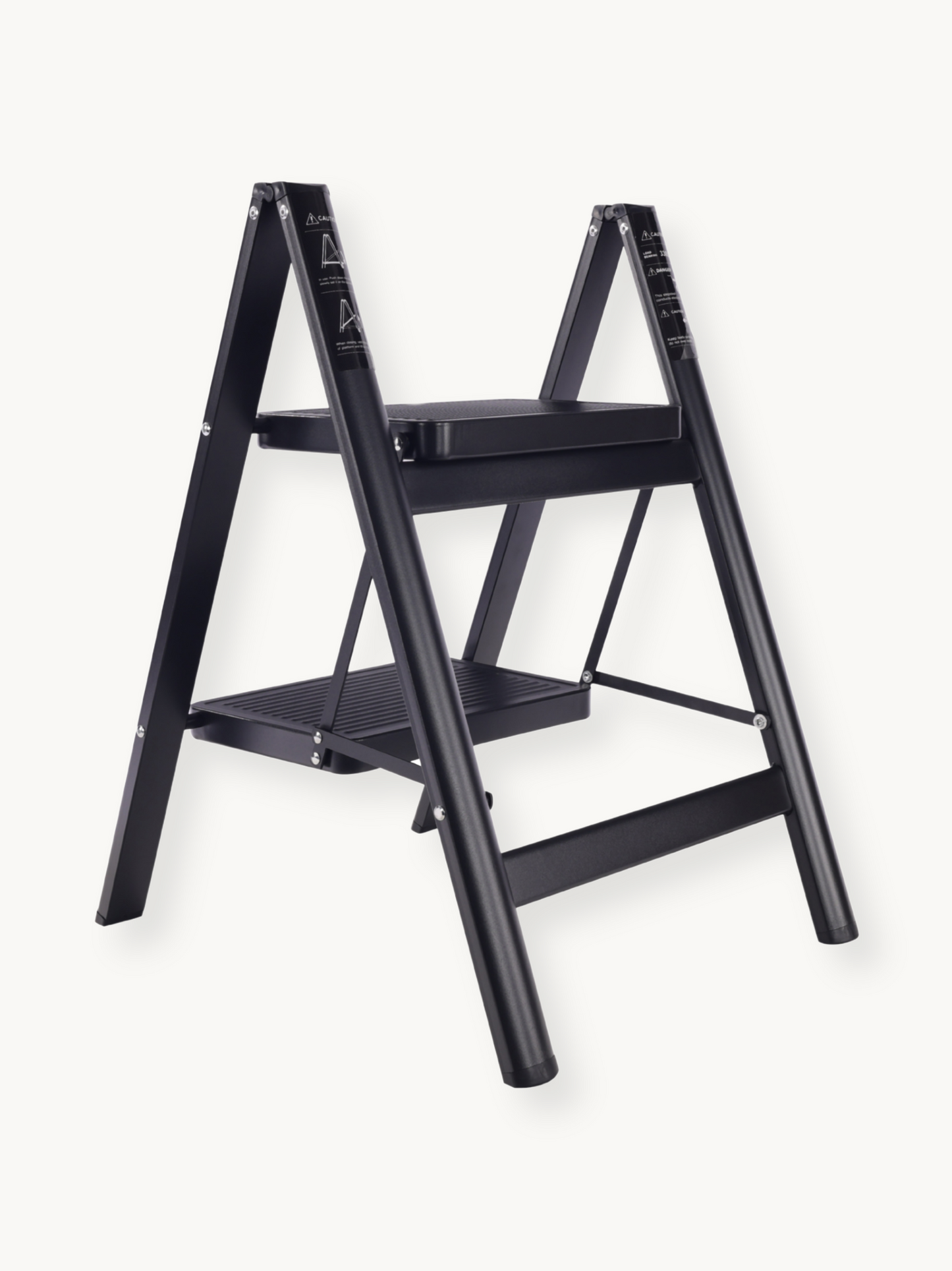 Folding 2-step ladder with anti-slip steps