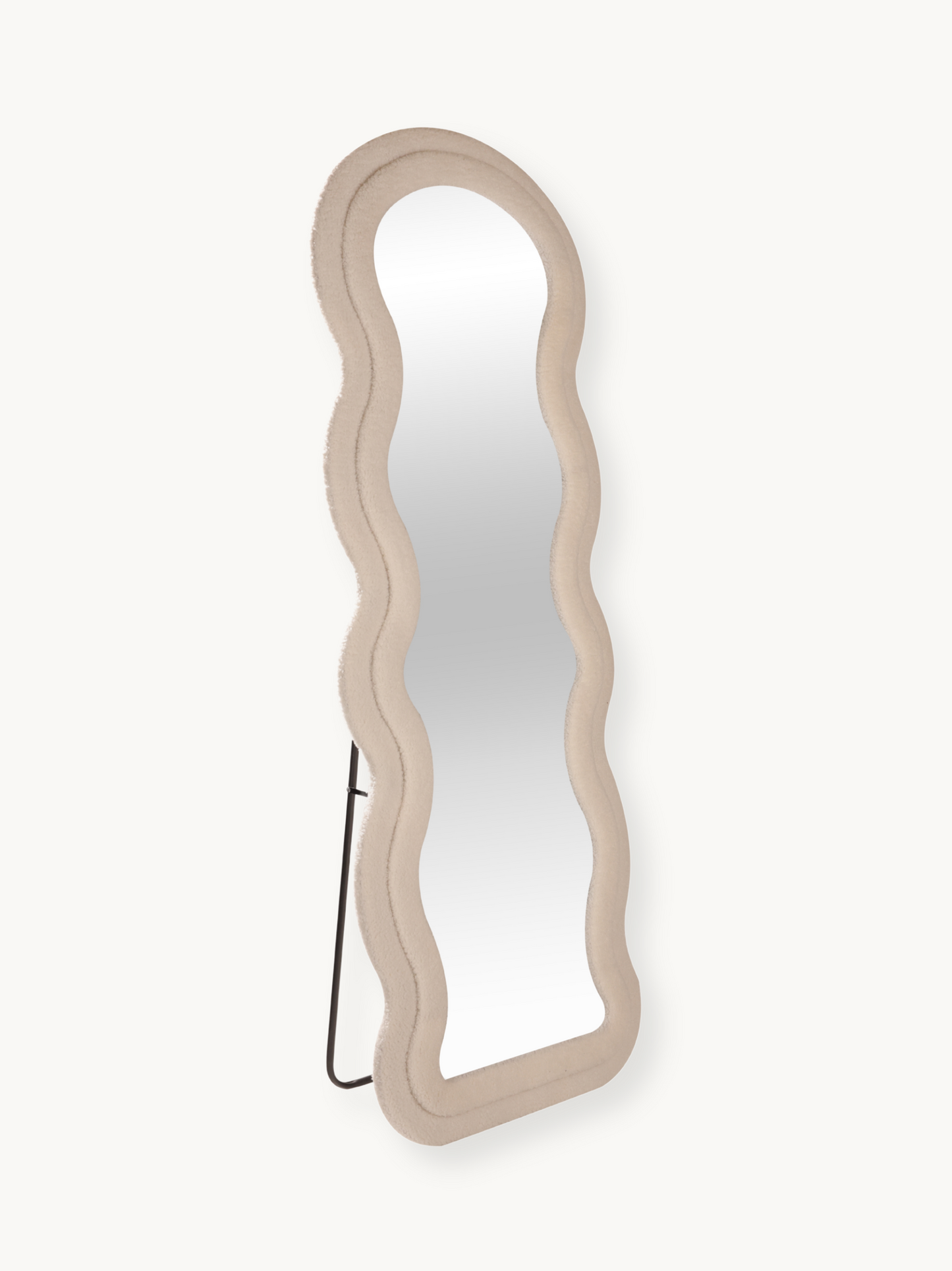 Miroir sur pied ondulé Clara avec revêtement en tissu Teddy