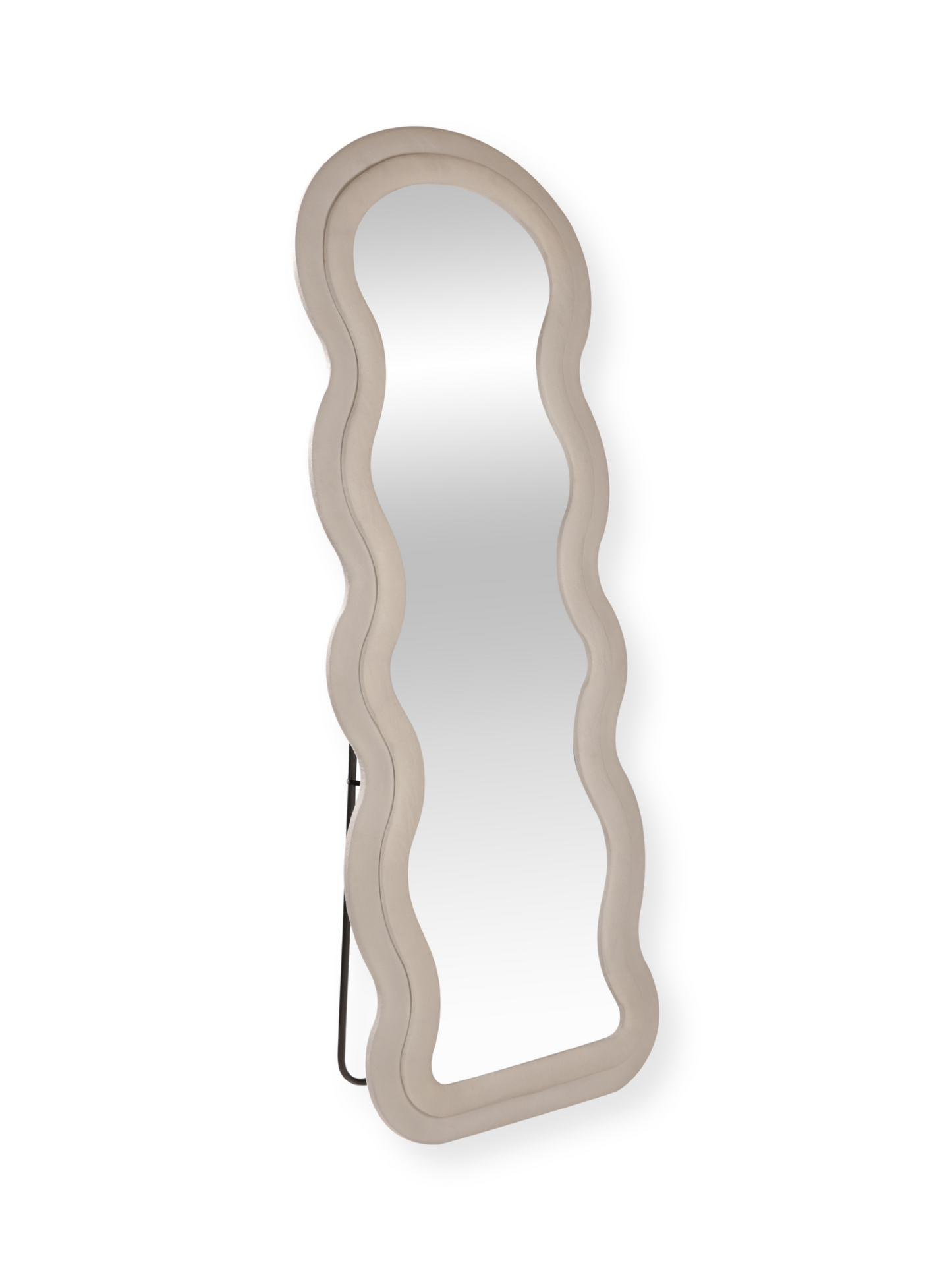 Wavy shaped suede velvet standing mirror Clara