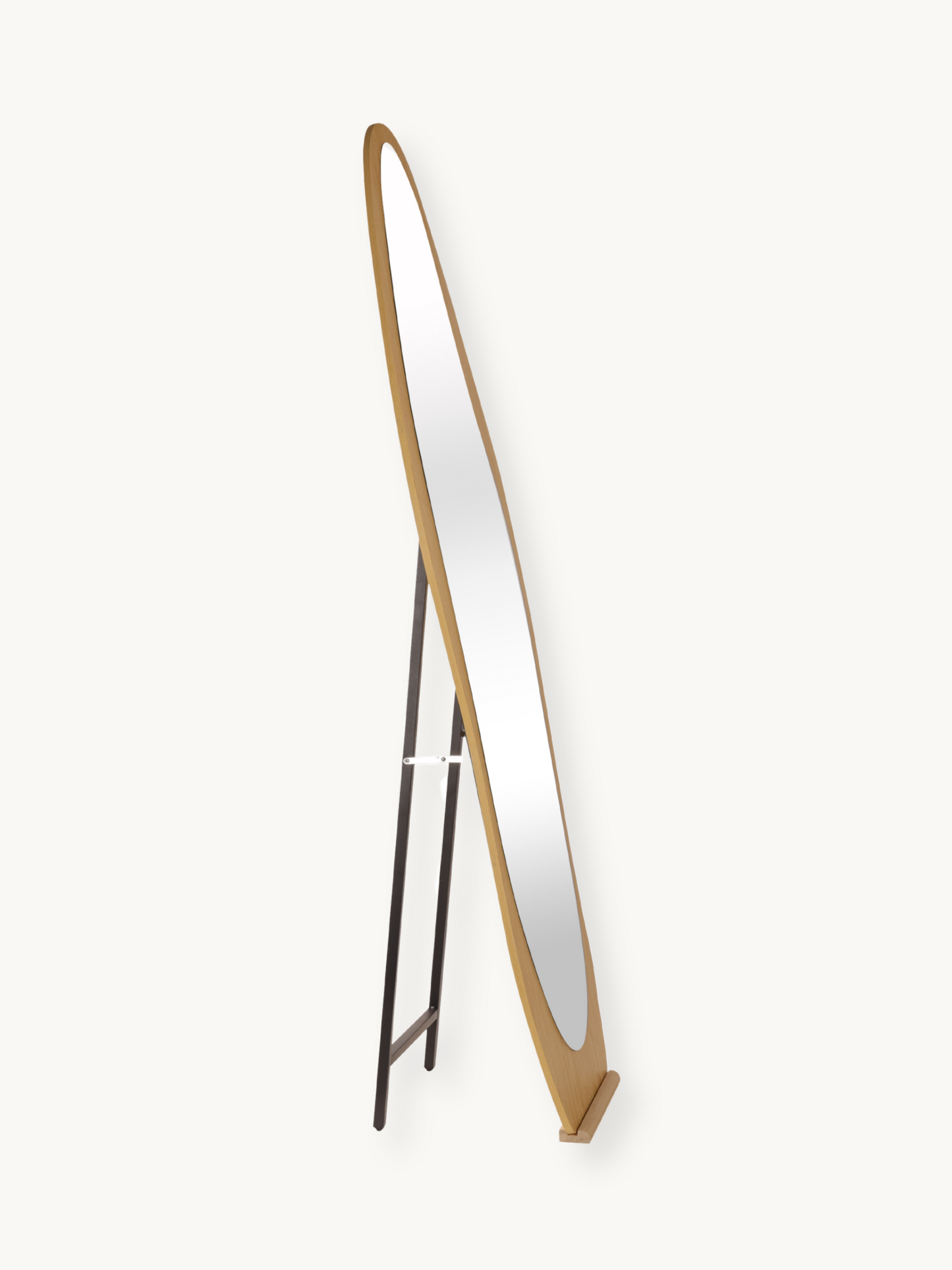 Miroir sur pied asymétrique Noa avec cadre en bois