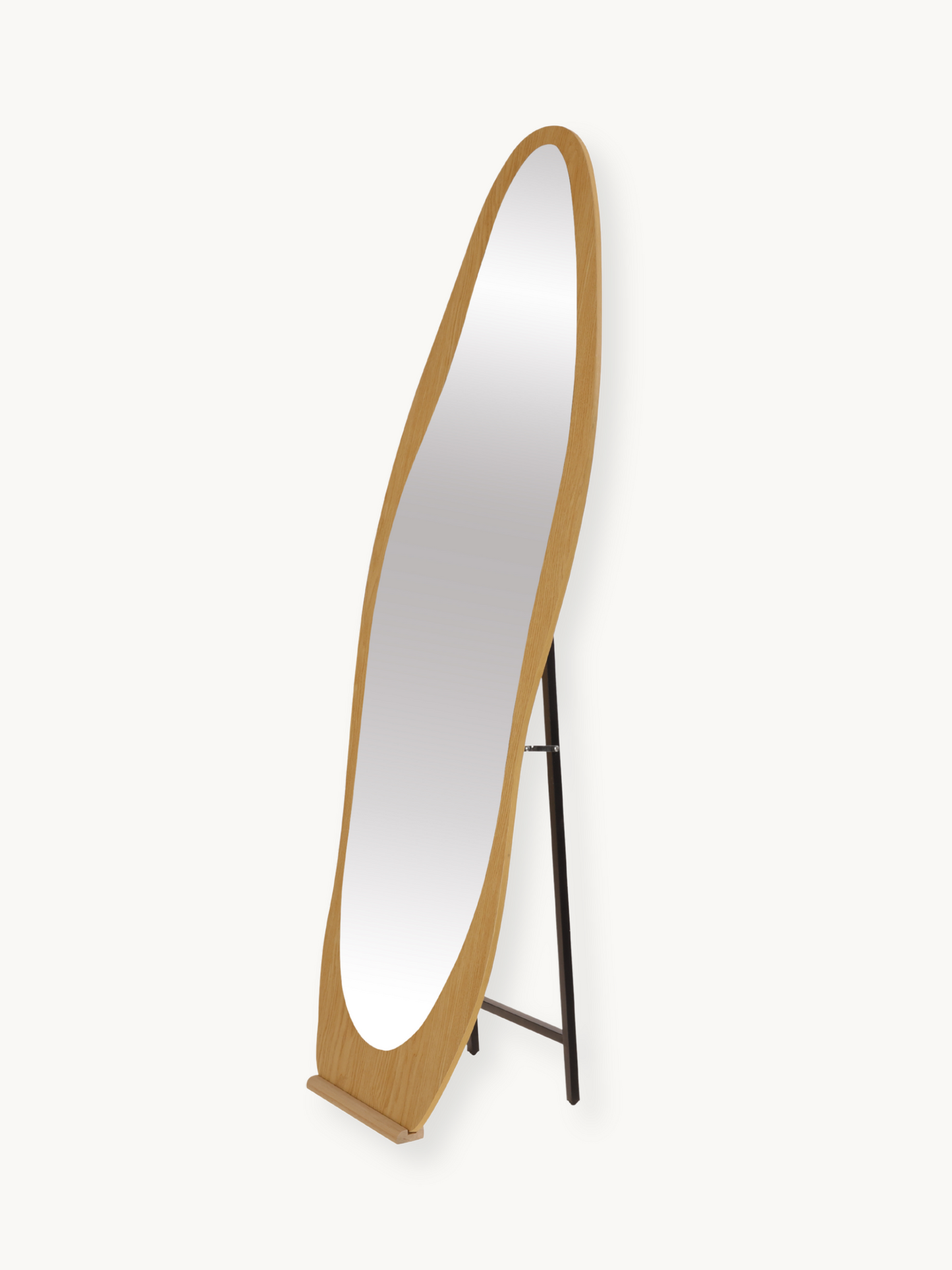 Miroir sur pied asymétrique Noa avec cadre en bois