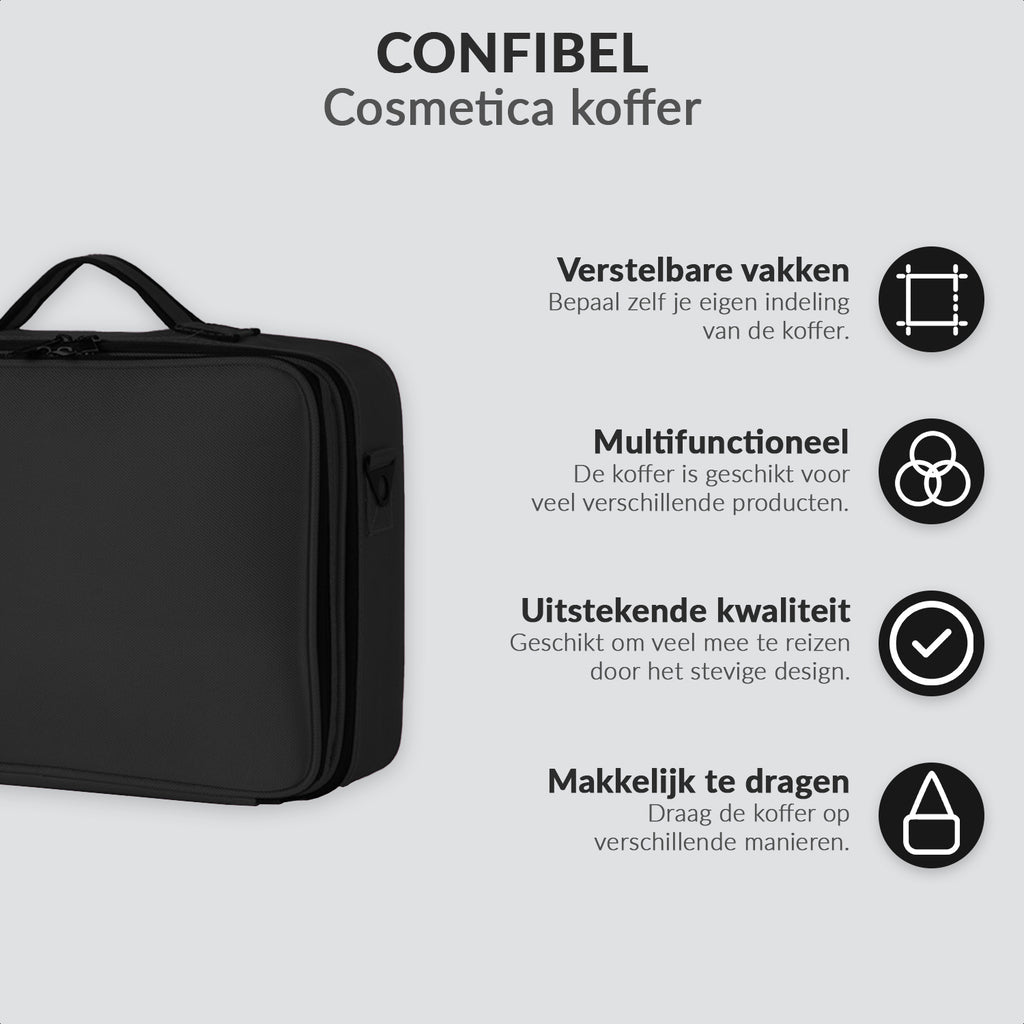 Large makeup case with adjustable compartments