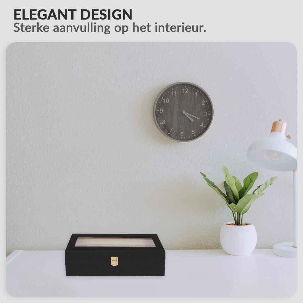 Wooden watch box with 6 cushioned compartments
