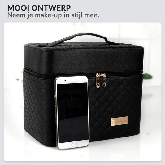 Foldable makeup case with lock and mirror