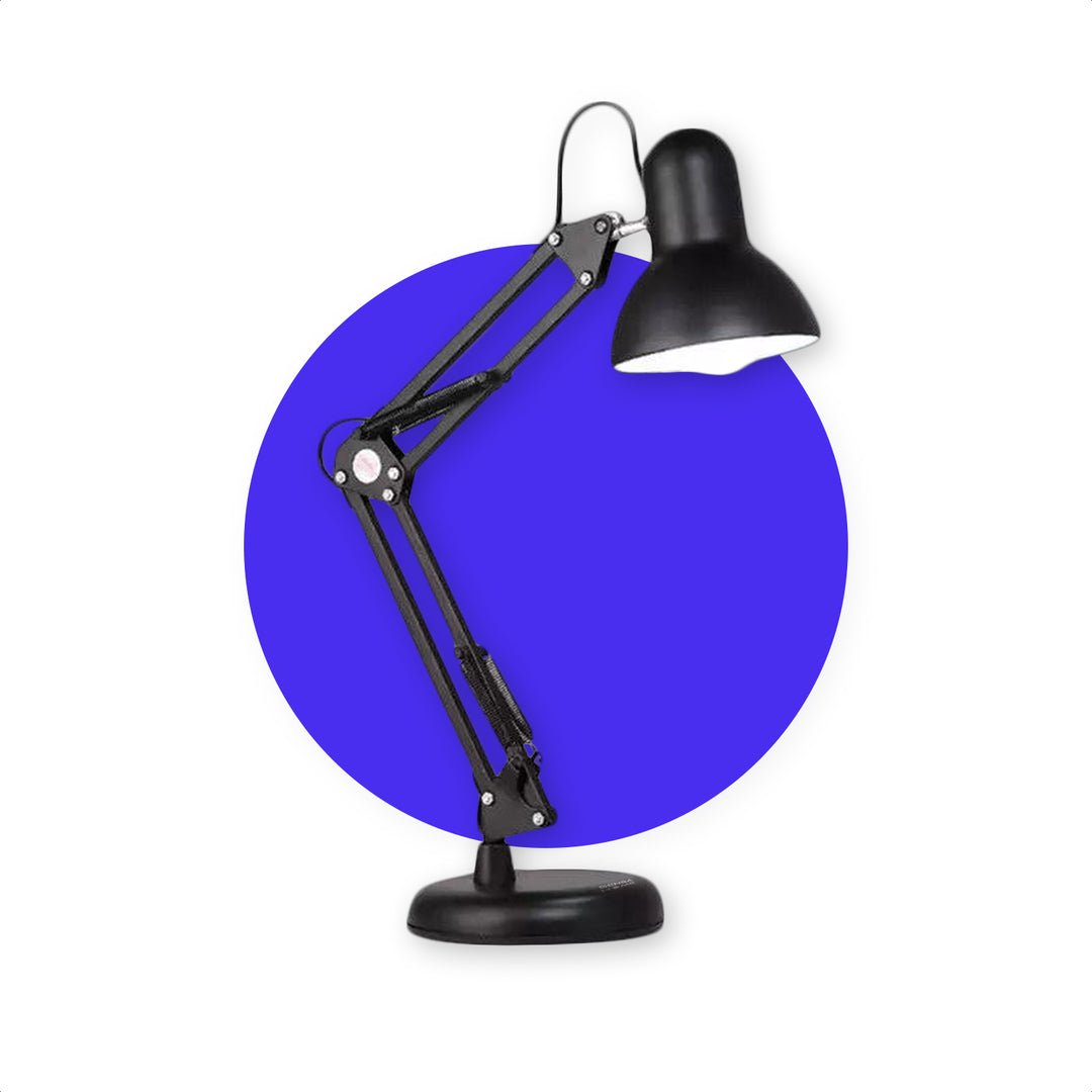 Stolní lampa SensaHome – Industriální Vintage retro design – Stolní lampa/Lampa na čtení/Noční lampa – Otočná a naklápěcí – Montáž E27 – Obsahuje zdroj světla a stativ