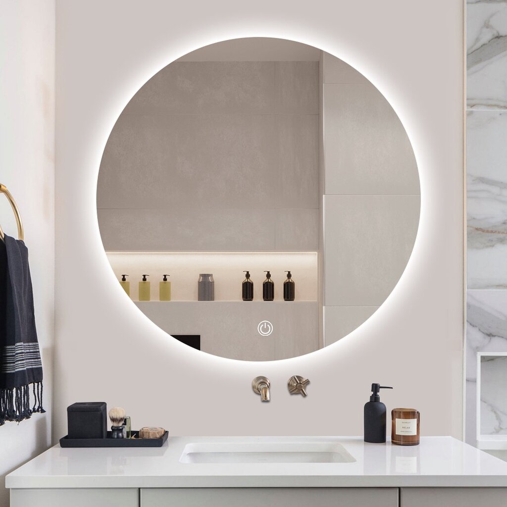 Round bathroom mirror with lighting