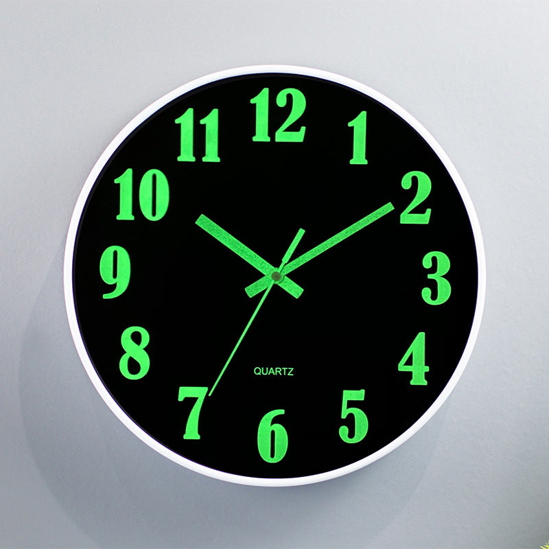 SensaHome - Zářící ve tmě nástěnné hodiny - Tiché hodiny - Moderní design - Luminous Clock - Quartz - 30CM - Černá