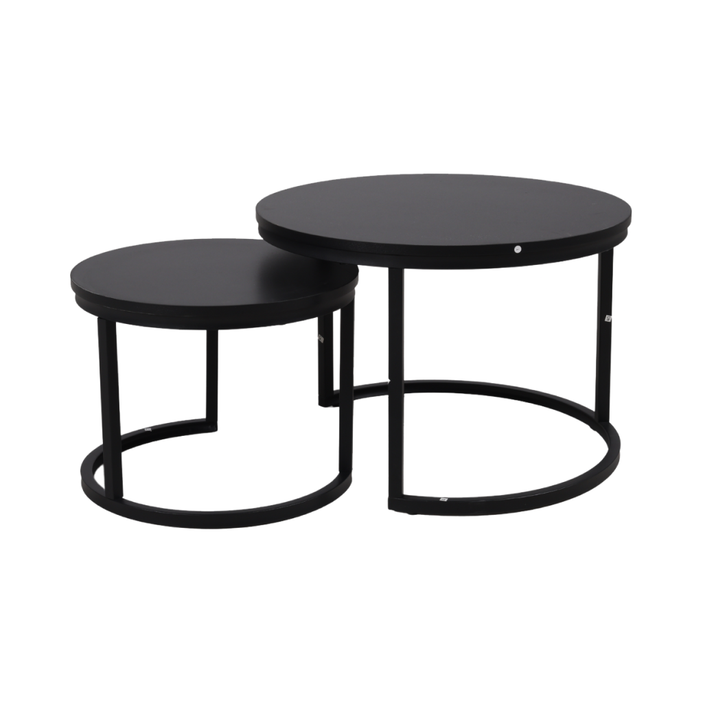 Black antique wooden round tables set