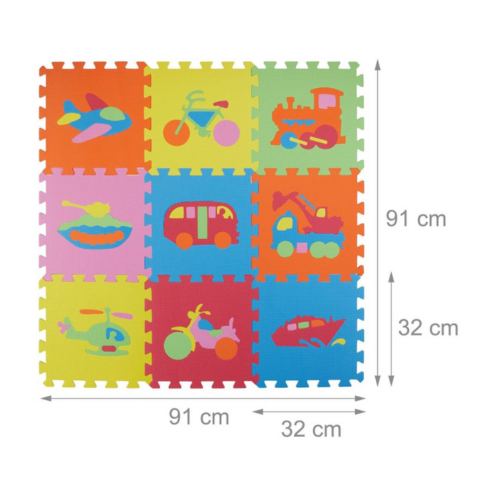 Puzzlematte Fahrzeuge - Spielmatte für Kinder - 27x27CM