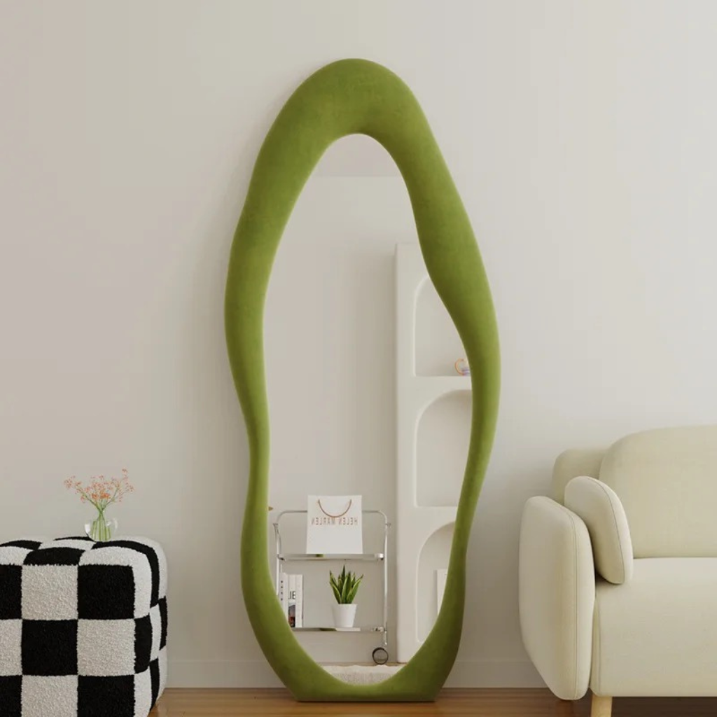 Upholstered Standing Mirror Shaped 160x60 cm - Green