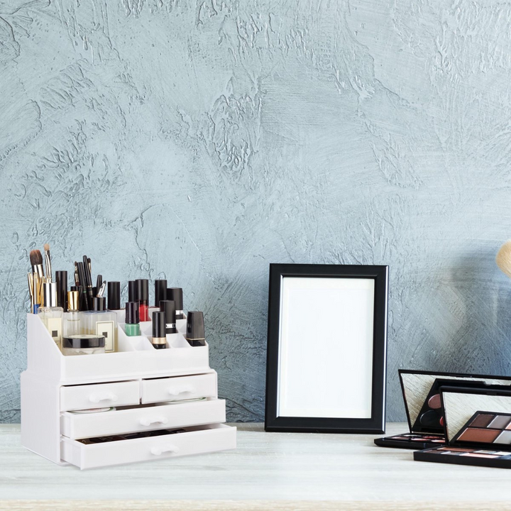 Make-up-Organizer mit verstellbaren Schubladen – Kosmetik-Aufbewahrungsbox (weiß)