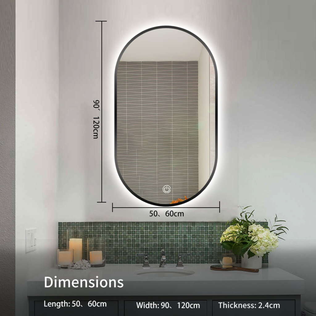 Oval Bathroom Mirror with Dimmable LED Lighting