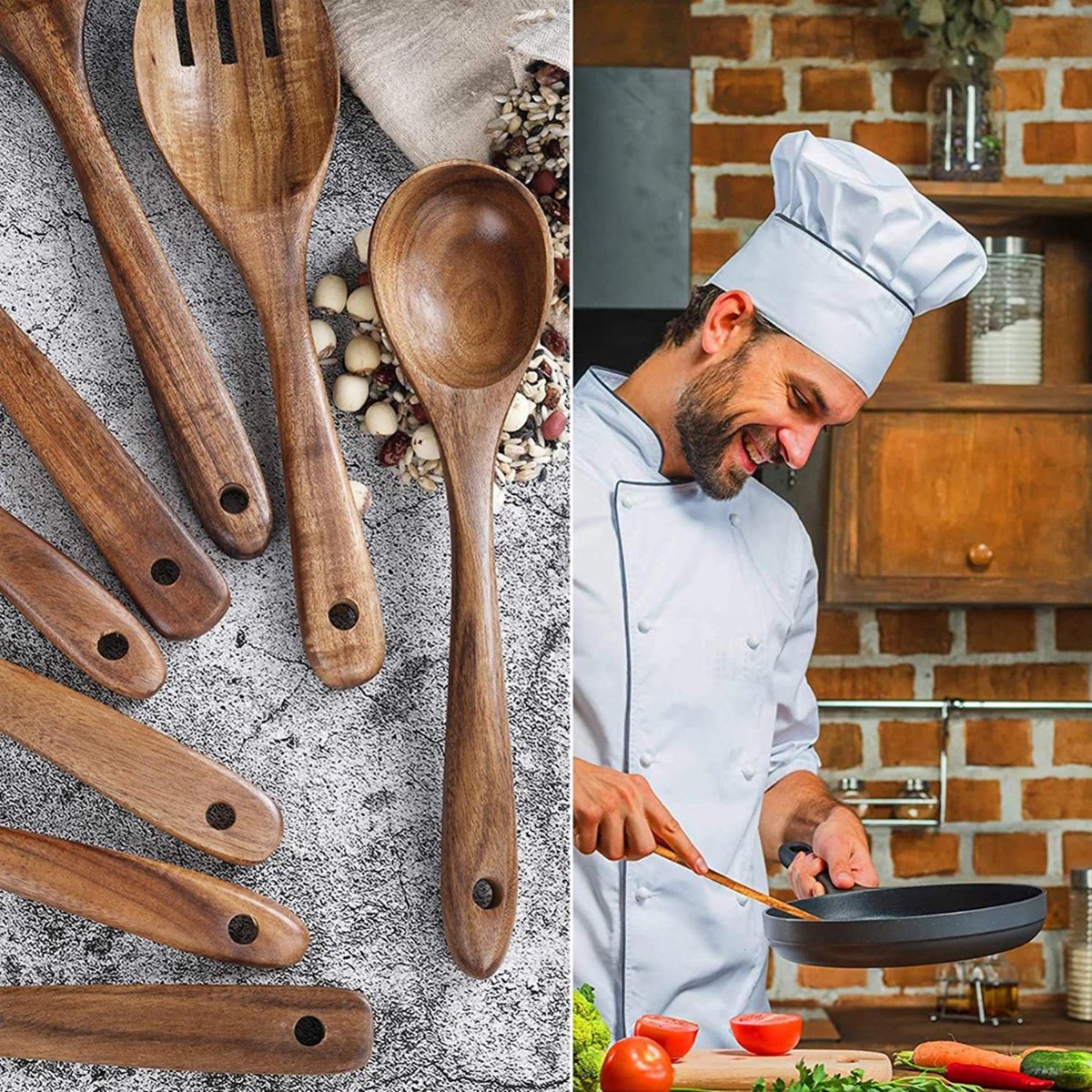 Luxury teak kitchen utensil set of 10