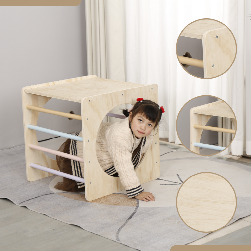 Wooden activity cube