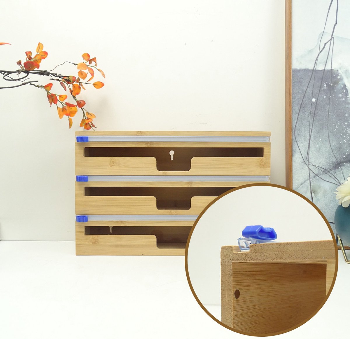 Bamboo foil dispenser 3 in 1 organizer