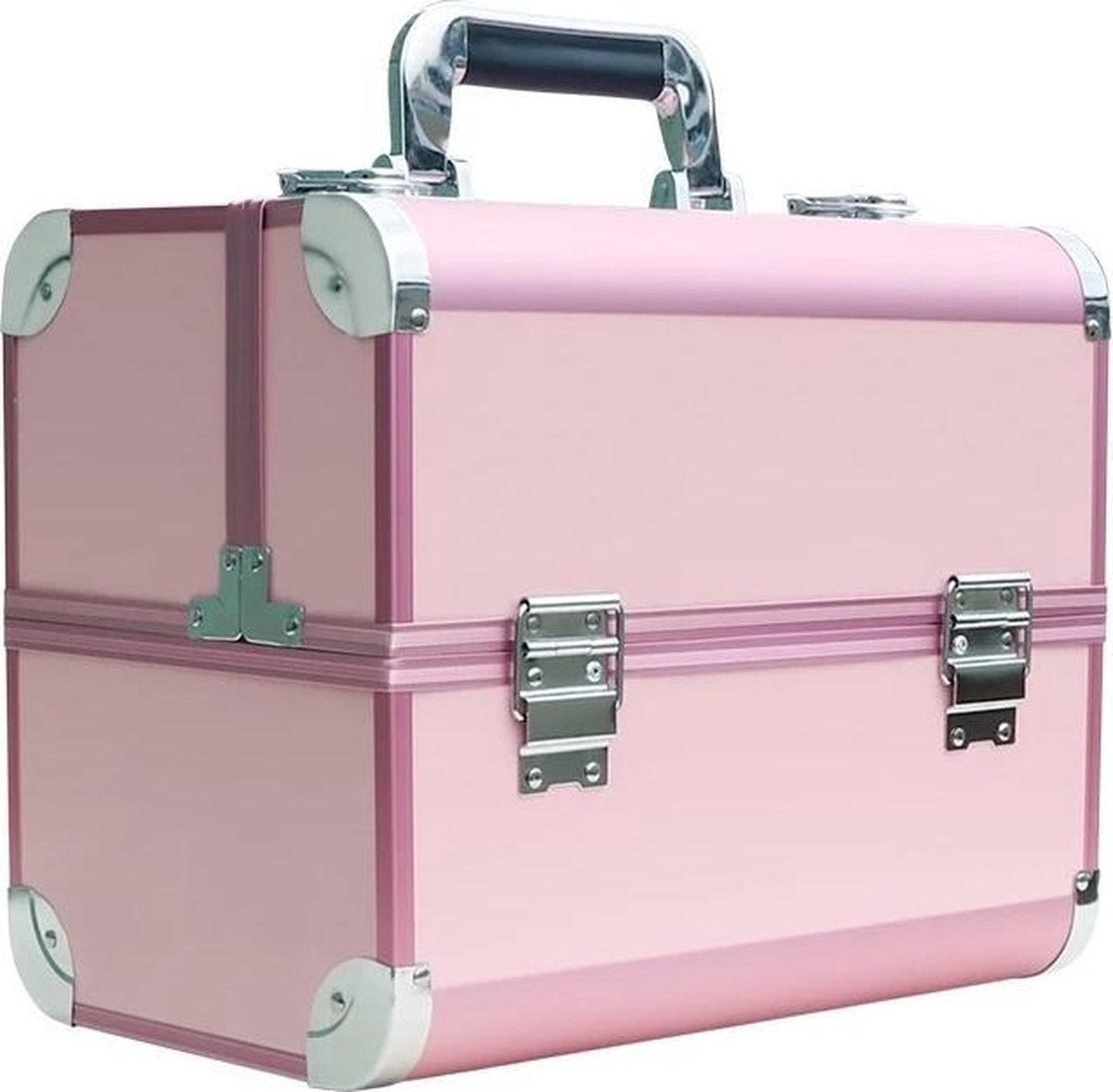 Foldable cosmetic case with 5 compartments