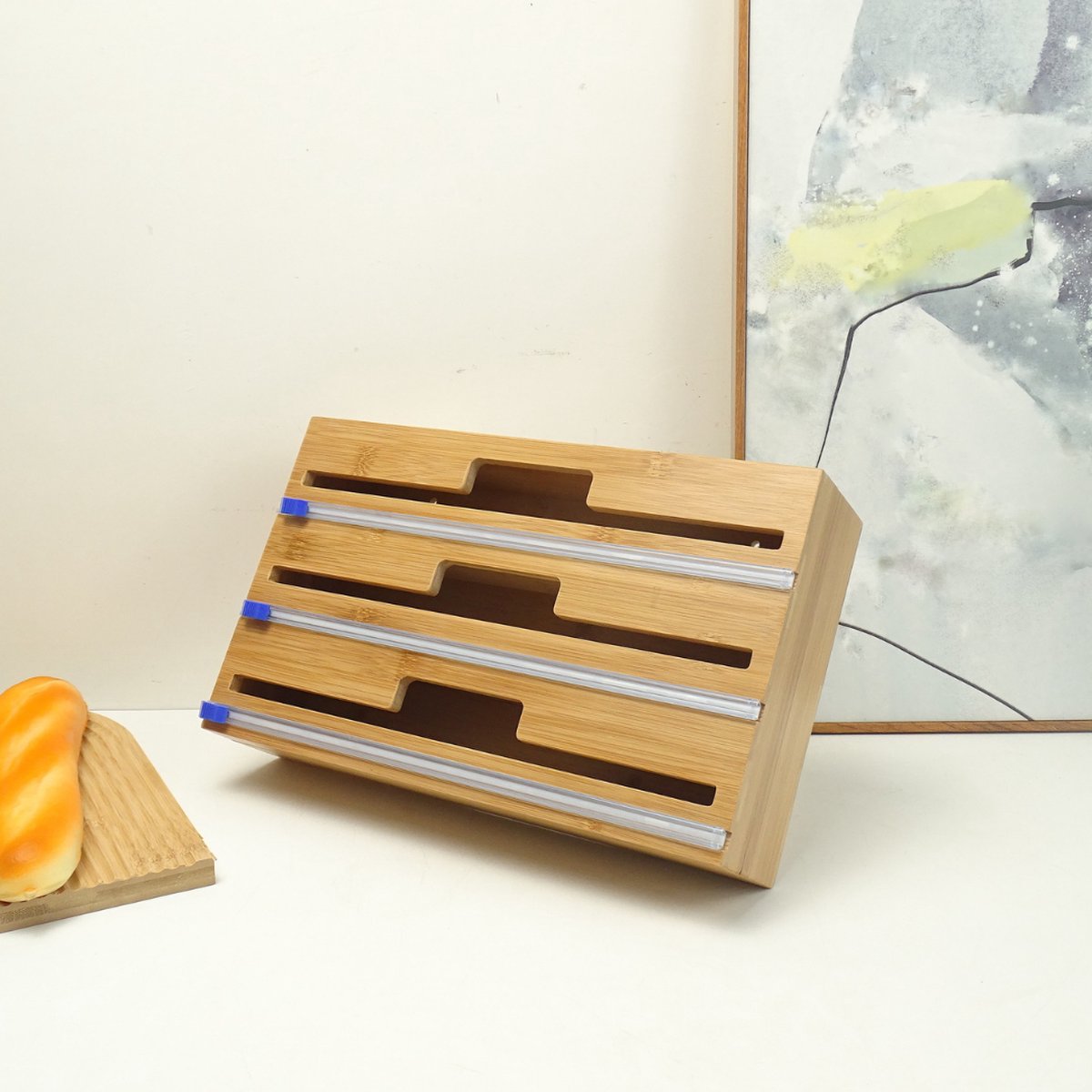 Bamboo foil dispenser 3 in 1 organizer